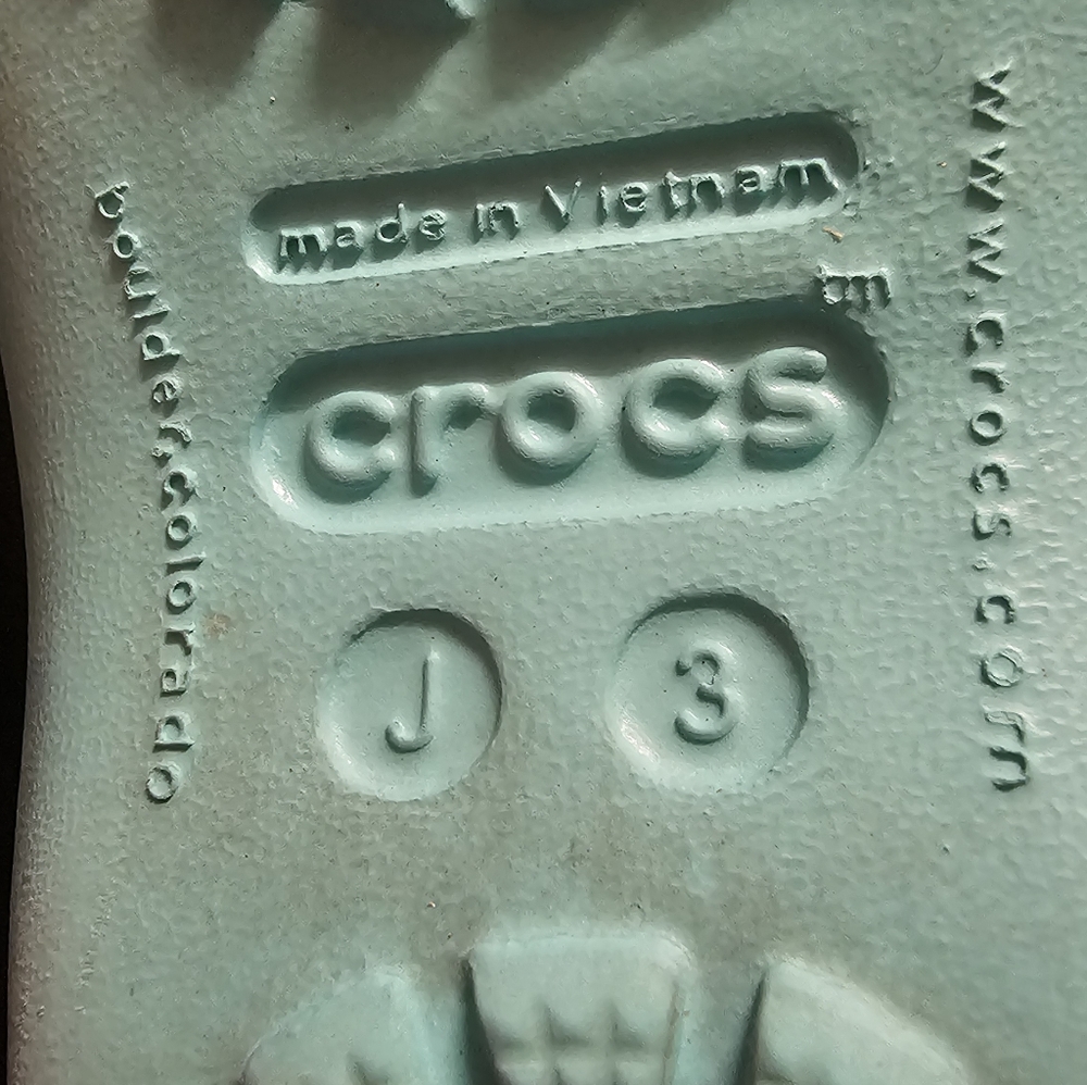 Crocs Ballet Flat Shoes Girls Kids Size J3‎ Kadee Slip On Comfort Teal Blue EUC - Picture 5 of 8